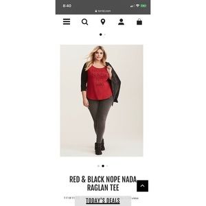 Red & black Nope Nada No Way raglan tee